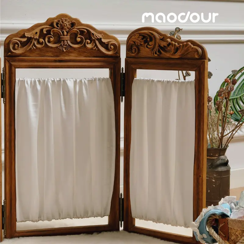 cottagecore pet decor - Satin Carved Folding Pet Screen Divider